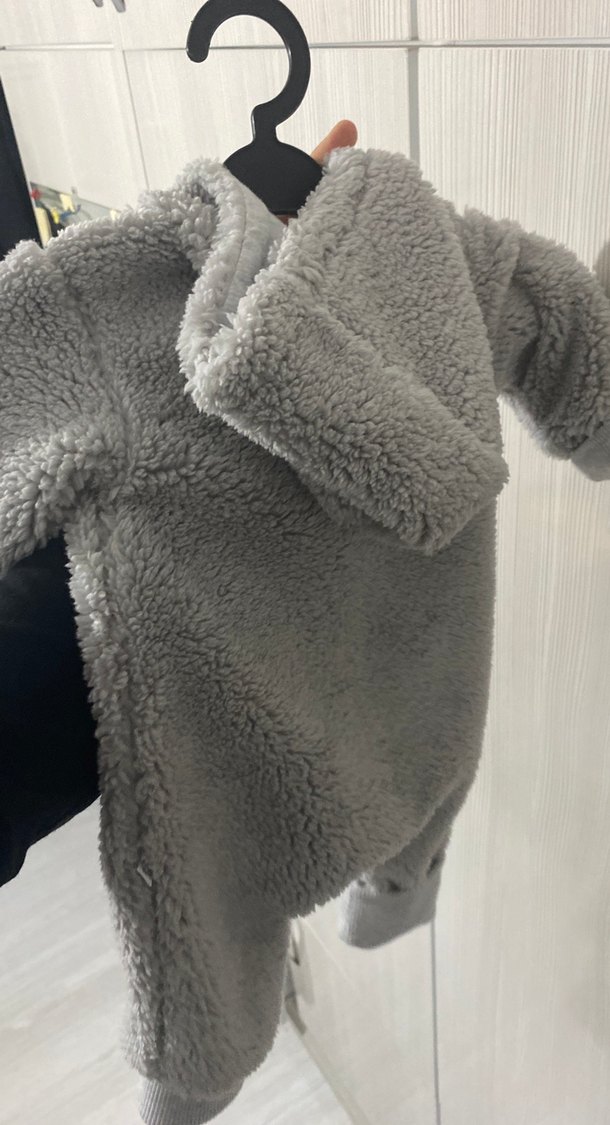 Gri Erkek Bebek Peluş Tulum - Görsel 5