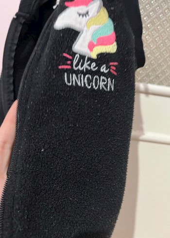 24-36 Ay Beden Kız Çocuk Siyah Unicorn Baskılı Yelek