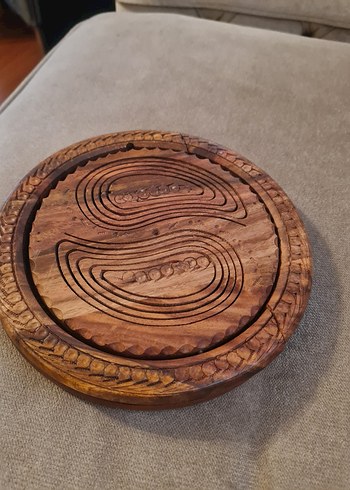 Kahverengi Ahşap El Oyma Çerezlik - Görsel 3