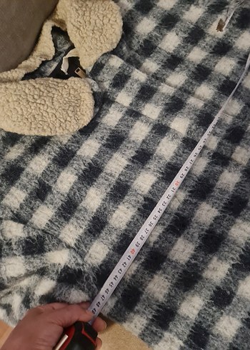 Mango Ekose Desenli Midi Genç Kaban - Görsel 9