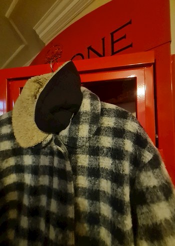 Mango Ekose Desenli Midi Genç Kaban - Görsel 4