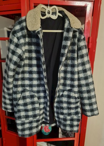 Mango Ekose Desenli Midi Genç Kaban - Görsel 2