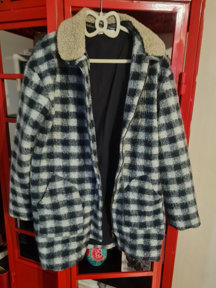 Mango Ekose Desenli Midi Genç Kaban - Görsel 2