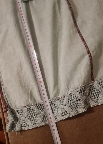 Turkuaz Nakışlı Bohem Keten Midi Elbise - Görsel 8