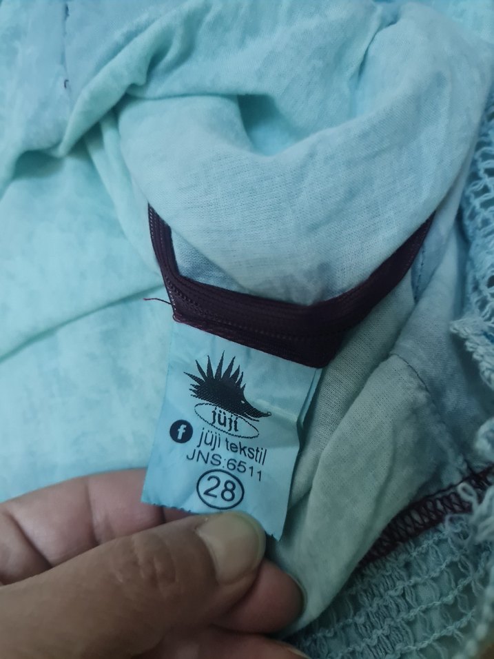 Turkuaz Nakışlı Bohem Keten Midi Elbise - Görsel 5