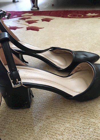 Diğer Diger Siyah Deri Stiletto Topuklu Kadın Ayakkabı