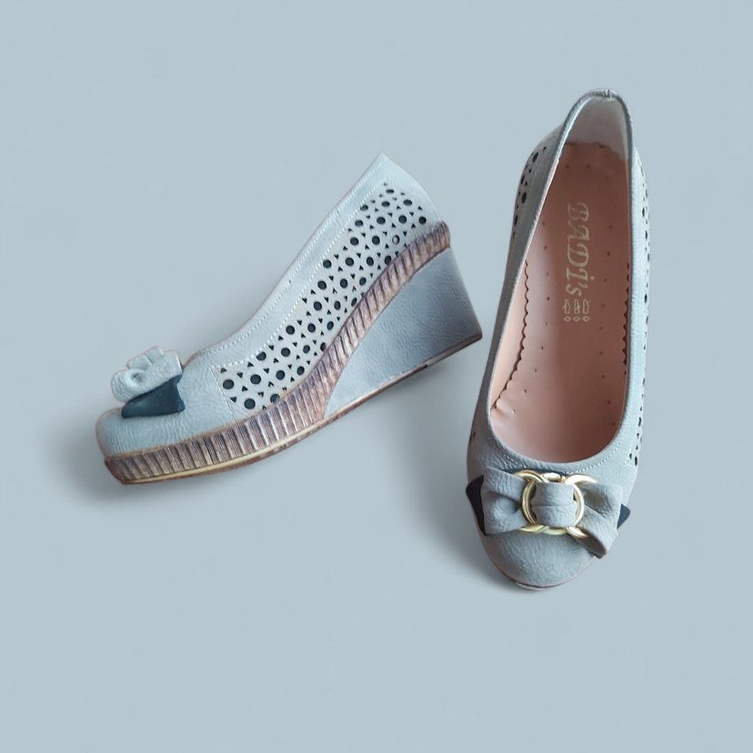 BADI's Gri Yılan Desenli Dolgu Topuklu Babet - Görsel 3