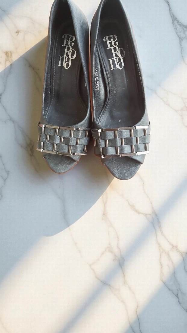 Gri Süet Tokalı Kadın Topuklu Ayakkabı - Görsel 2