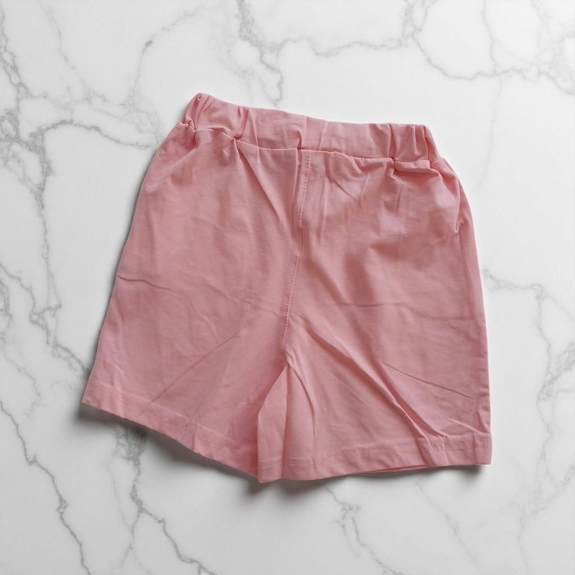 Pembe Baskılı Pamuklu Kız Şortu - Görsel 2