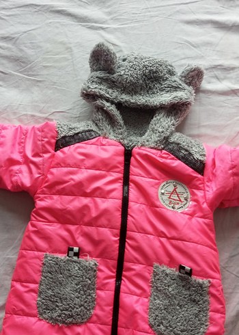 Kapüşonlu Fermuarlı Pembe Bebek Tulumu - Görsel 2