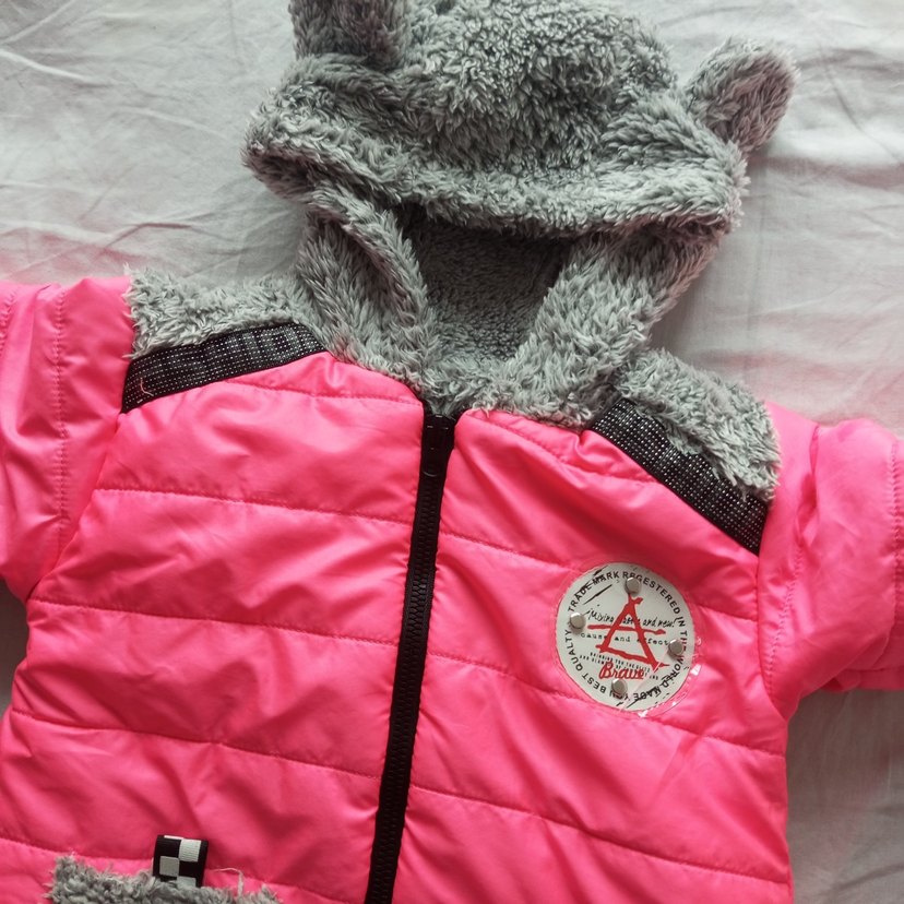 Kapüşonlu Fermuarlı Pembe Bebek Tulumu - Görsel 3