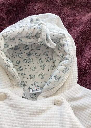 Beyaz Örgü Desenli Bebek Kış Tulumu - Görsel 4