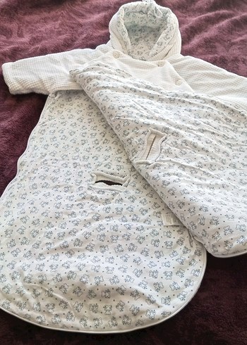 Beyaz Örgü Desenli Bebek Kış Tulumu - Görsel 6