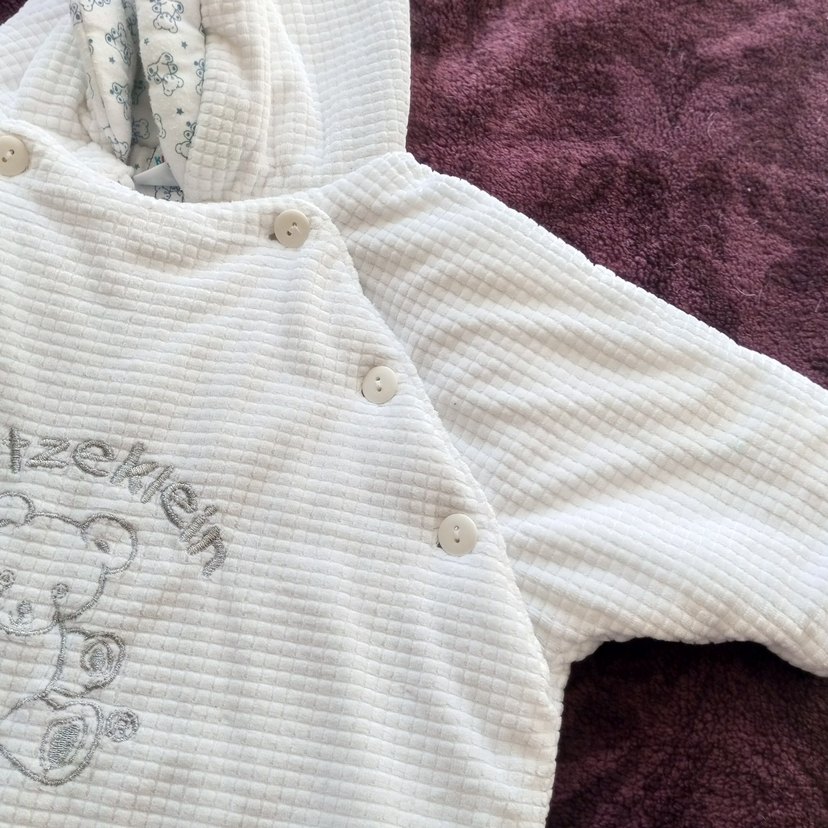 Beyaz Örgü Desenli Bebek Kış Tulumu - Görsel 3