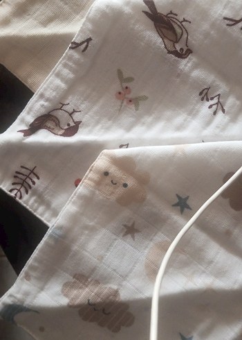 Nakışlı Beyaz Pamuk Çocuk önlüğü múslin bez kumaş  4 lü fiyatı - Görsel 2