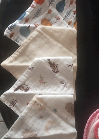 Nakışlı Beyaz Pamuk Çocuk önlüğü múslin bez kumaş  4 lü fiyatı - Görsel 4