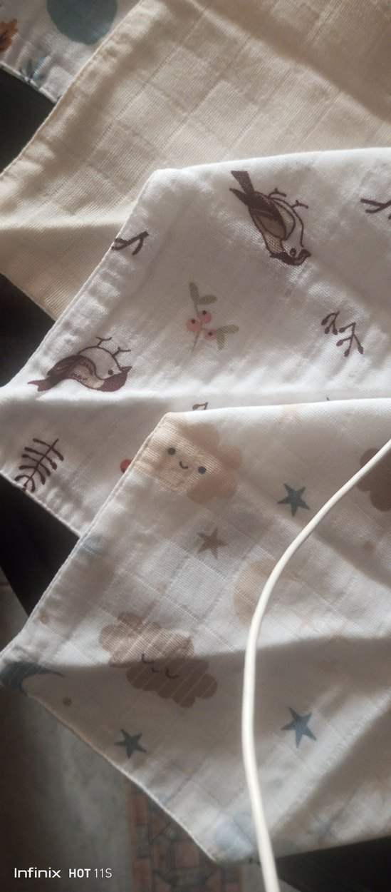 Nakışlı Beyaz Pamuk Çocuk önlüğü múslin bez kumaş  4 lü fiyatı - Görsel 2