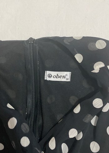 Puantiyeli ve Çiçek Desenli Straplez Uzun Elbise - Görsel 2