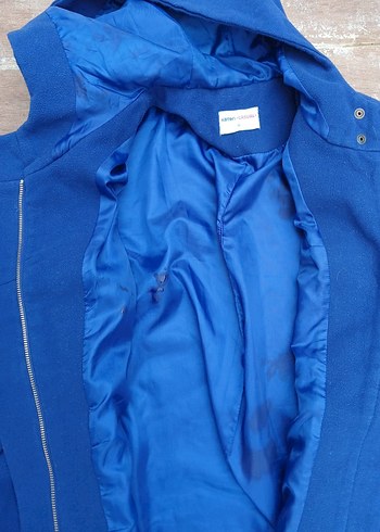 Kapüşonlu Mavi Kaban mont - Görsel 3