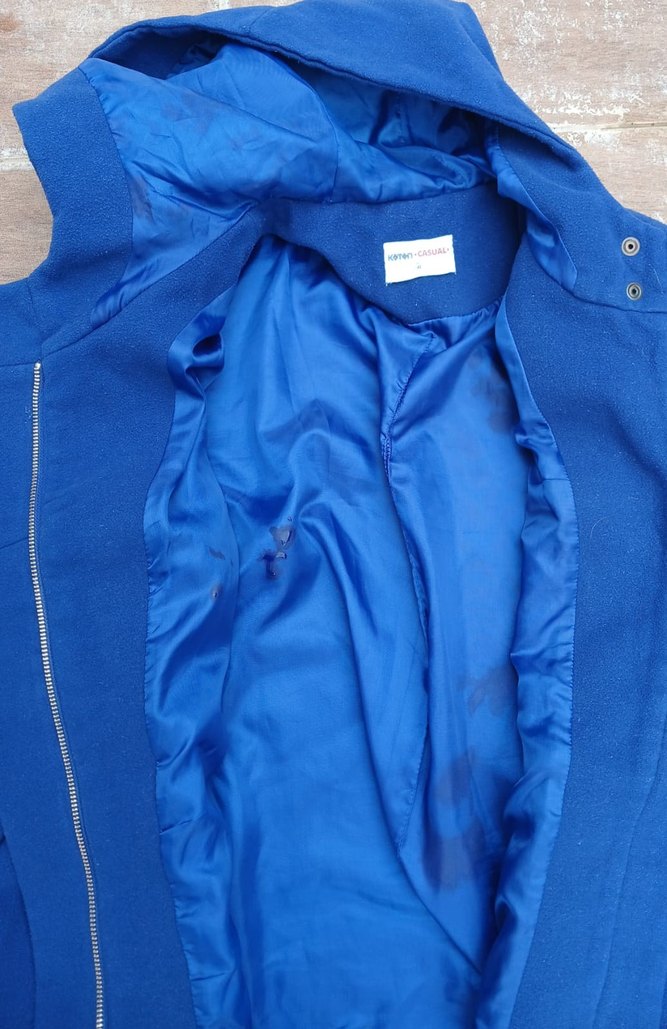 Kapüşonlu Mavi Kaban mont - Görsel 3