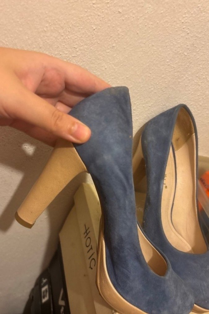 Mavi Süet Platform Topuklu Kadın Stiletto - Görsel 2