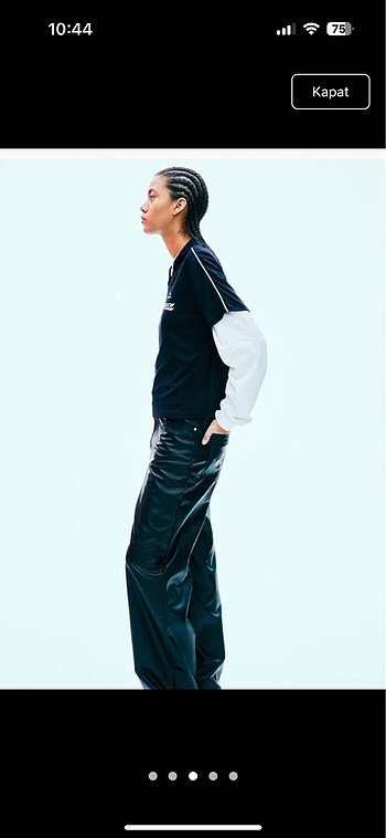 H&M h&m baggy fit deri pantolon