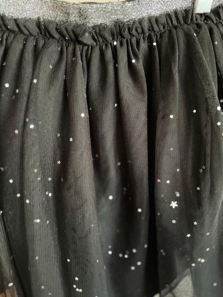 Kız Çocuk Siyah Parlak Nakışlı Etek - Görsel 2