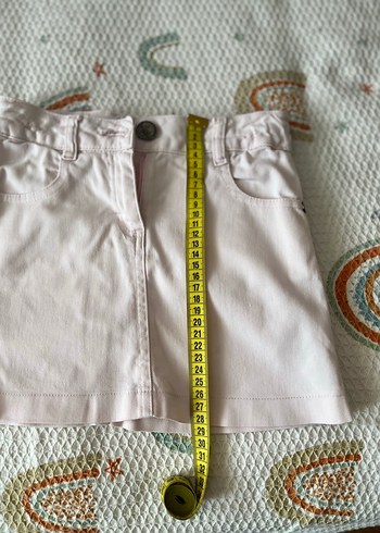 Düğmeli Pembe Kız Çocuk Pamuk Etek - Görsel 5