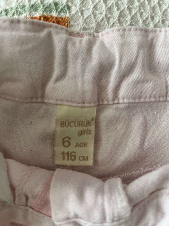 Düğmeli Pembe Kız Çocuk Pamuk Etek - Görsel 3