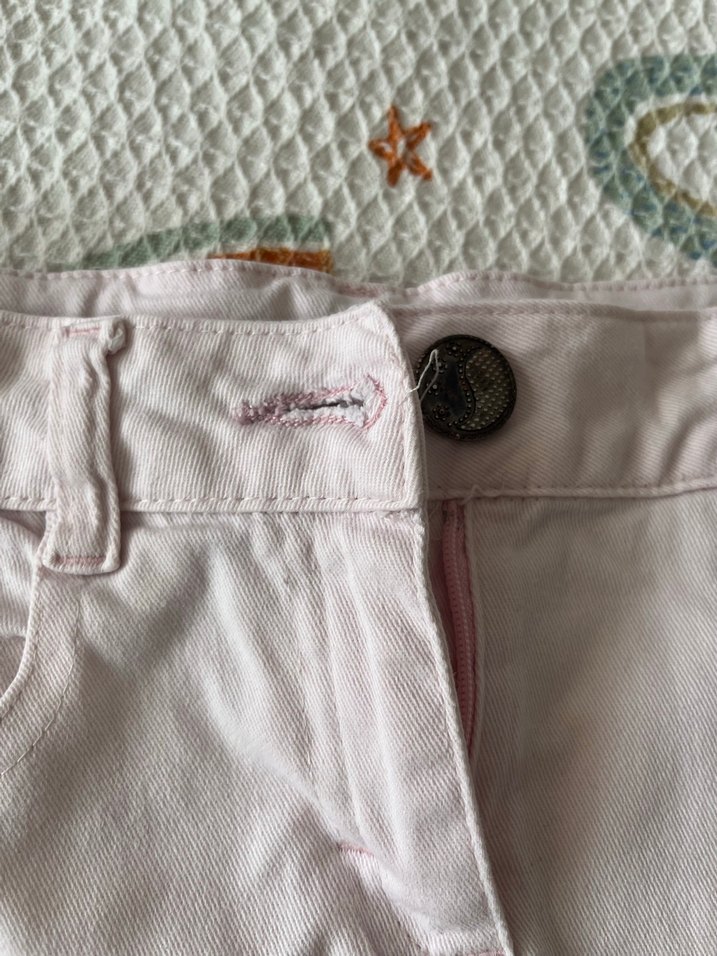 Düğmeli Pembe Kız Çocuk Pamuk Etek - Görsel 2