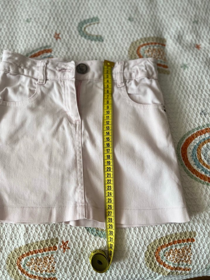 Düğmeli Pembe Kız Çocuk Pamuk Etek - Görsel 5