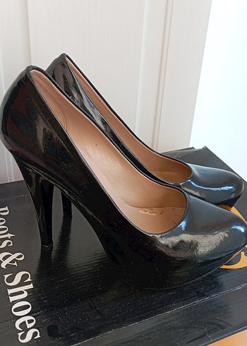 Kadın Siyah Rugan platform yüksek Topuklu Ayakkabı - Görsel 2