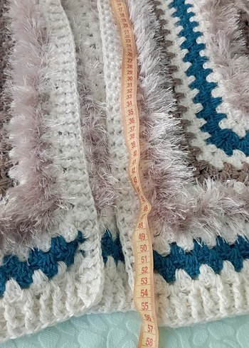 Kadın renkli Bohem Uzun Kollu el örgüsü Hırka - Görsel 3