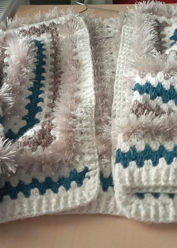 Kadın renkli Bohem Uzun Kollu el örgüsü Hırka - Görsel 7