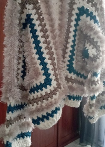 Kadın renkli Bohem Uzun Kollu el örgüsü Hırka - Görsel 8