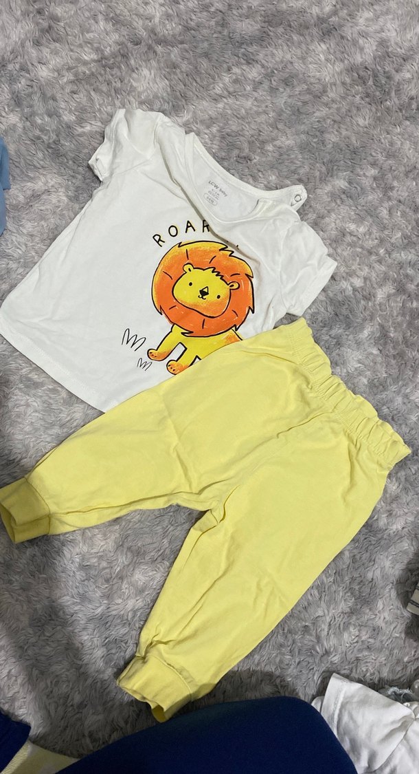 Sarı Baskılı Kısa Kollu Bebek Takımı - Görsel 2