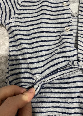 Gri Çizgili Uzun Kollu Bebek Tulumu - Görsel 3