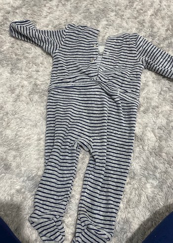 Gri Çizgili Uzun Kollu Bebek Tulumu - Görsel 4