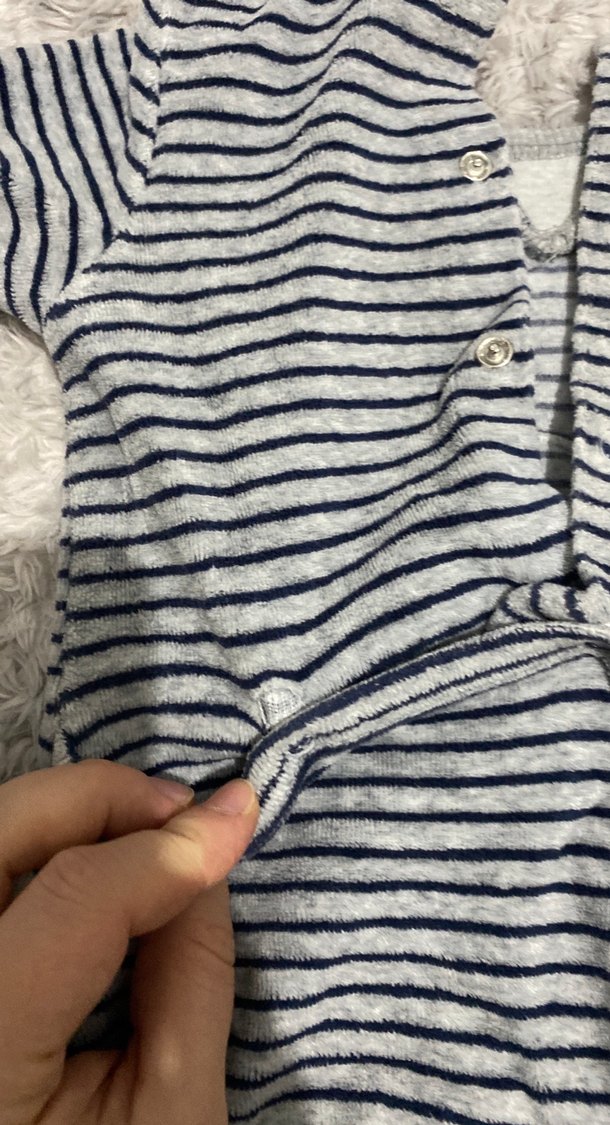 Gri Çizgili Uzun Kollu Bebek Tulumu - Görsel 3