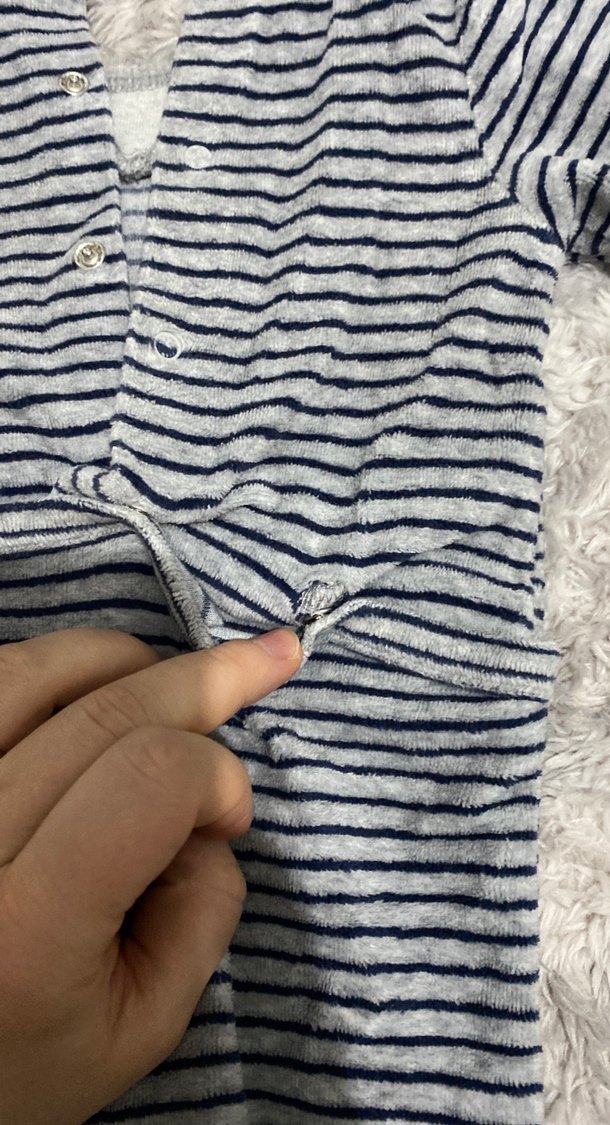 Gri Çizgili Uzun Kollu Bebek Tulumu - Görsel 2