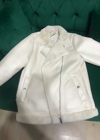 Beyaz Kadın Kürklü Street Wear Ceket - Görsel 4