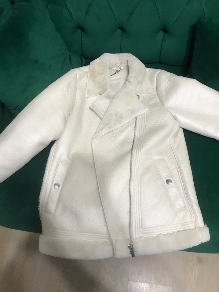 Beyaz Kadın Kürklü Street Wear Ceket - Görsel 4