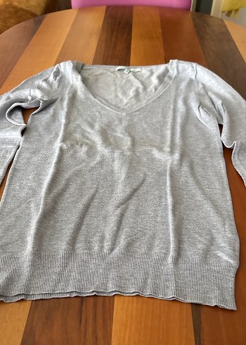 Bershka Gri V Yakalı Kadın Kazak