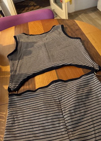 Gri Çizgili Mini Hamile Şortu - Görsel 6