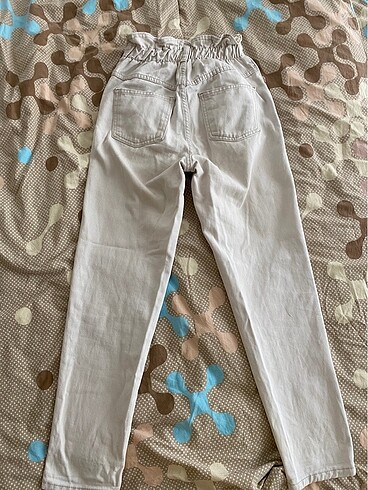xs Beden beyaz Renk Krem beli lastikli düz paça pantolon