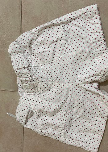 Kızlar için Pamuklu Pembe Çizgili Şort - Görsel 6