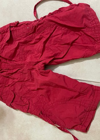 Kızlar için Pamuklu Pembe Çizgili Şort - Görsel 3