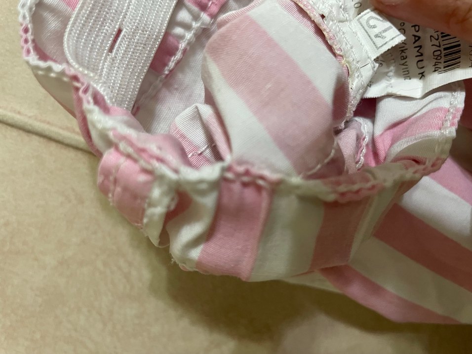 Kızlar için Pamuklu Pembe Çizgili Şort - Görsel 2