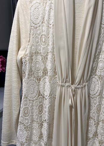 Krem rengi Uzun Beyaz Bohem Kadın ikili takım - Görsel 4