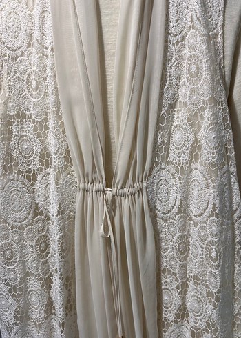 Krem rengi Uzun Beyaz Bohem Kadın ikili takım - Görsel 3